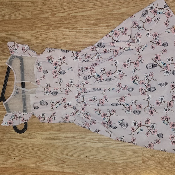 Floral Hell Bunny Dress with Sheer Shoulder Detail - Picture 2 of 6